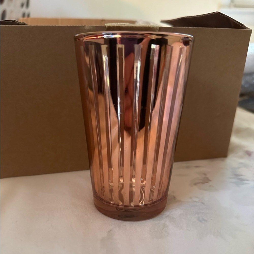 Richland Rose Gold Stripe Glass Holder - Large
